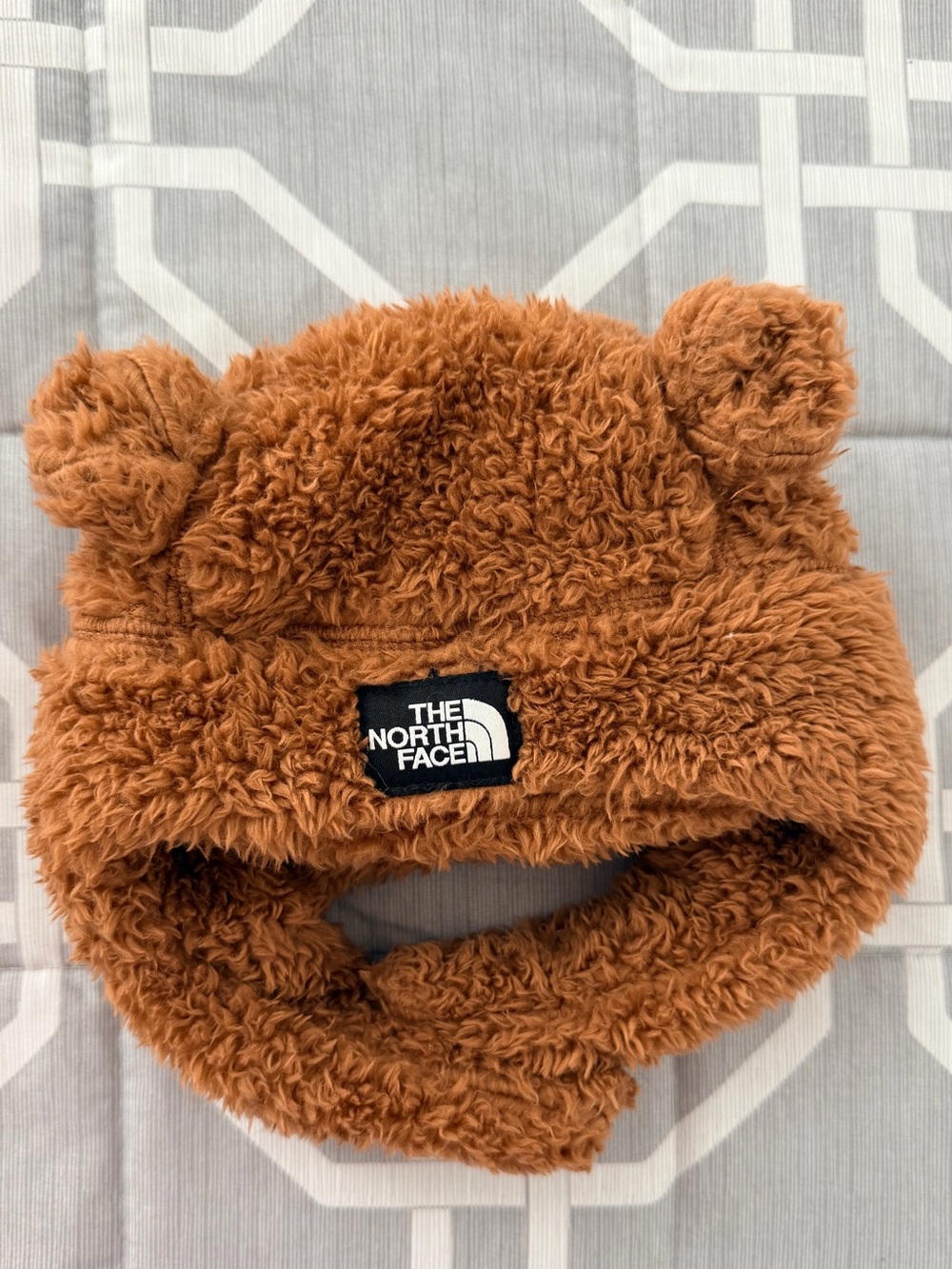 The North Face Infant Brown Fuzzy Bear Ear Beanie | Size: 6-24M